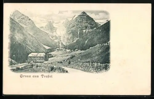 AK Trafoi, Teilansicht mit Hochgebirge