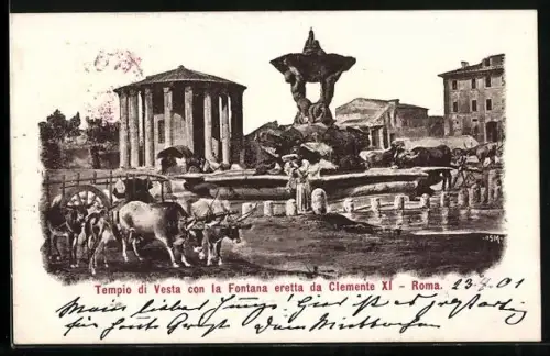 AK Roma, Tempio di vesto con la Fontana eretta da Clemente XI