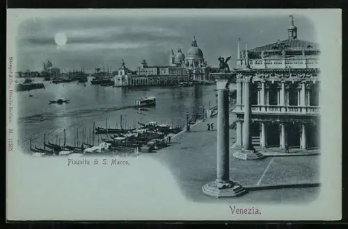 Mondschein-AK Venezia, Piazetta di S. Marco