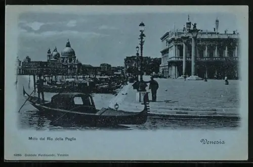 Mondschein-AK Venezia, Molo dal Rio della Paglia
