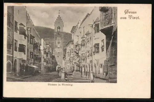 AK Sterzing /Tirol, Strassenpartie mit Kirche