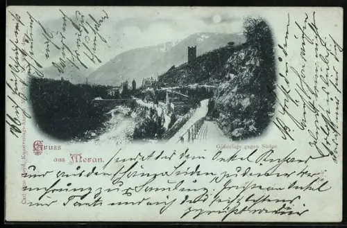 Mondschein-AK Meran, Gilfanlage gegen Süden