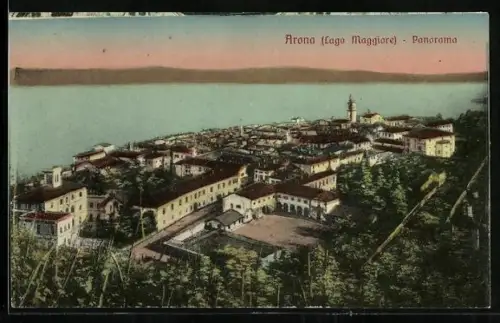 AK Arona /Lago Maggiore, Panorama mit Bäumen