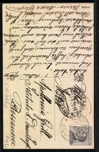 AK Caldaro, Strassenpartie mit Kirche