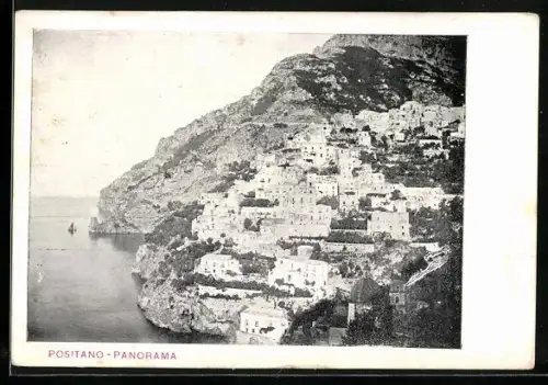 AK Positano, Panorama mit Bergen