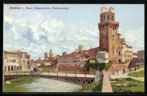 Künstler-AK Padova, Regio Osservatorio Astronomico, Auto Leute
