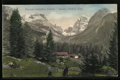 AK Kaiserin Friedrich-Platz, Ortsansicht gegen die Berge