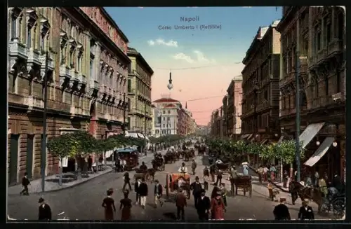 AK Napoli, Corso Umberto I, Pferdebahn