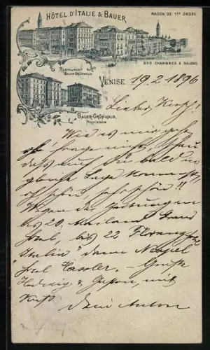 AK Venise, Hotel d`Italie & Bauer, Restaurant Bauer-Grünwald, Prop. Bauer-Grünwald