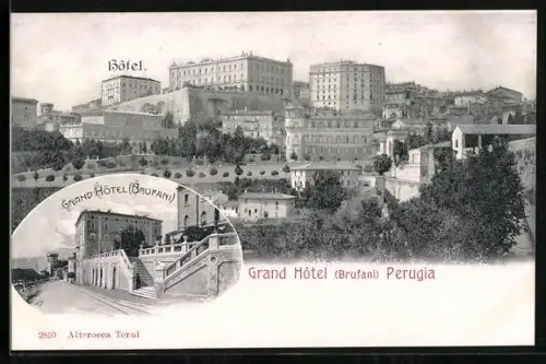AK Perugia, Teilansicht, Grand Hotel (Brufani)