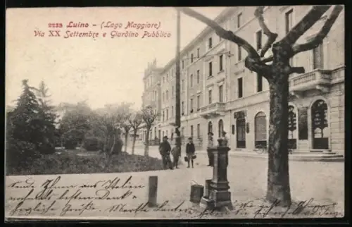 AK Luino /Lago Maggiore, Via XX Settembre e Giardino Pubblico