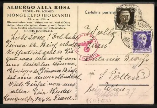 AK Bozen, Albergo alla Rosa, Prop. Fr. Schmid