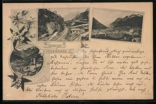 AK Gossensass, Gesamtansicht, Blick zur Kirche