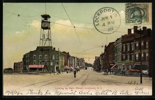 AK Lockport, NY, Looking up Main Street