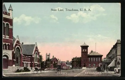 AK Texarkana, TX, State Line between Texas and Arkansas