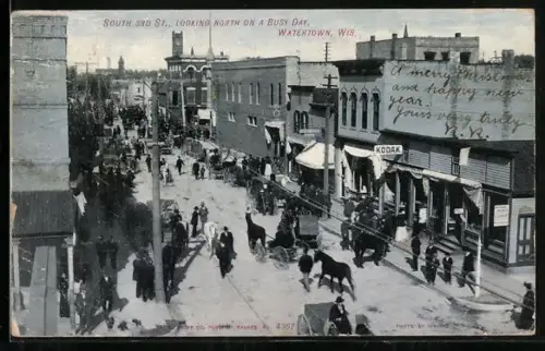 AK Watertown, WI, South 3rd Street, looking North on a Busy Day