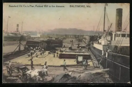 AK Baltimore, MD, Standard Oil Co.`s Pier, Federal Hill in the distance