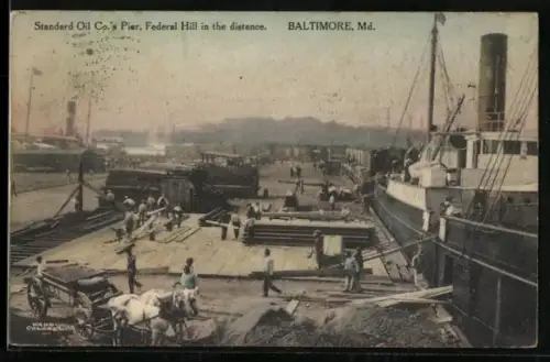 AK Baltimore, MD, Standard Oil Co.`s Pier, Federal Hill in the distance