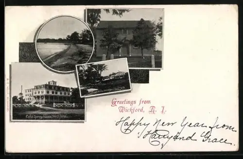 AK Wickford, RI, Cold Spring House, Black House built 1638, Old Church