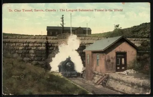 AK Sarnia, St. Clair Tunnel with leaving locomotive
