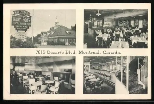 AK Montreal, Ruby Foo`s Restaurant and cocktail lounge, 7815 Decarie Blvd., interior views