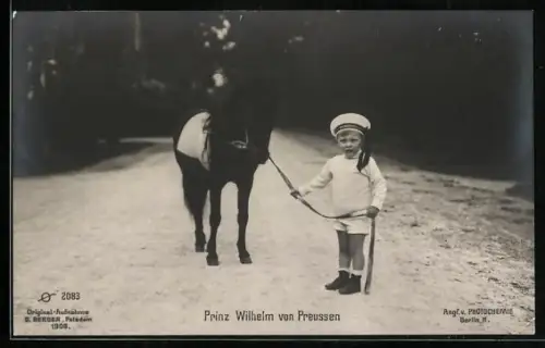 AK Prinz Wilhelm von Preussen mit seinem Pony