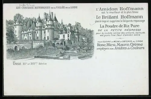AK Amidon Hoffmann, Le Brillant Hoffmann, La Poudre de Riz Pure, Les Chateau de la Loire, Usse, Reklame