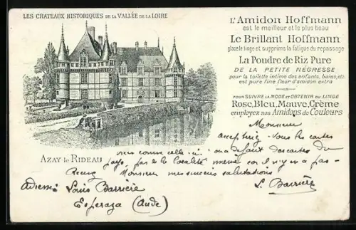 AK Amidon Hoffmann, Le Brillant Hoffmann, La Poudre de Riz Pure, Les Chateaux de la Loire, Azay le Rideau, Reklame
