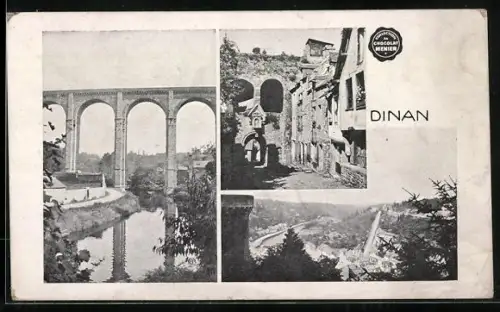 AK Dinan, Chocolat Menier, Vue panoramique, Le Viaduc, Une Rue, Kakao, Reklame für Schokolade