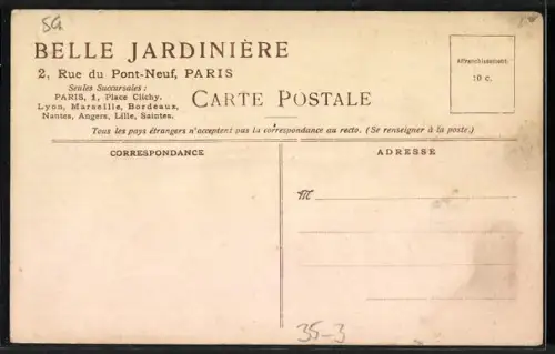 AK Paris, La Belle Jardinière, 2, Rue du Pont-Neuf, Les Cartes Postales Aquarelles, Reklame