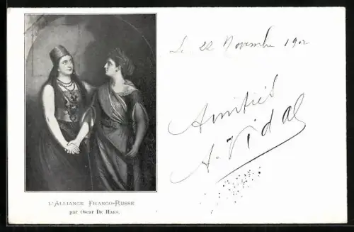 AK L`Alliance Franco-Russe, zwei Frauen reichen sich die Hand, Propaganda Entente