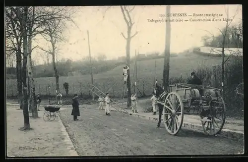 AK Suresnes, Route stratégique, Télégraphe militaire, Construction d`une Ligne