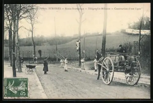 AK Suresnes, Route Stratégique, Télégraphie Militaire, Construction d`une Ligne