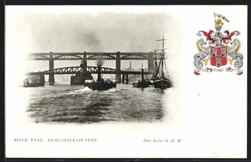 AK Newcastle-upon-Tyne, River Tyne, sidewheel steamer