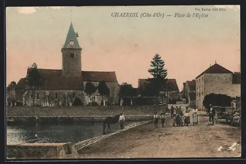 AK Chazeuil /Côte d`Or, Place de l`Eglise