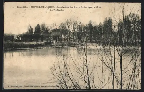 AK Chatillon-s-Seine /Côte-d`Or, Inondations de 1910, 2e Crue, Le Pré Bordet