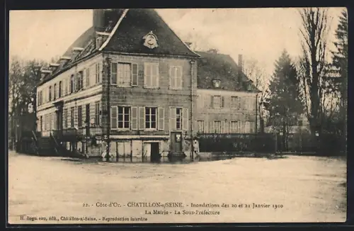 AK Chatillon-s-Seine /Côte-d`Or, Inondations de 1910, La Mairie et la Sous-Préfecture