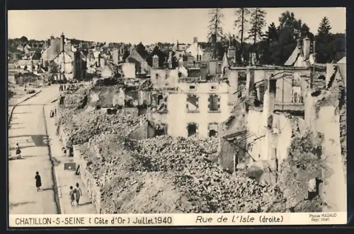 AK Chatillon-s-Seine /Côte-d`Or, Rue de L`Isle droite 1940, Strassenpartie