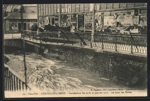 AK Chatillon-s-Seine /Côte-d`Or, Inondations de 1910, Le quai des Halles
