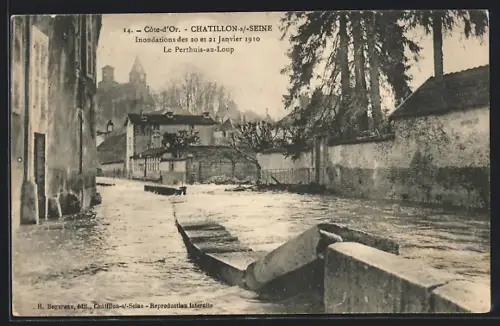 AK Chatillon-s-Seine /Côte-d`Or, Inondations de 1910, Le Perthuis-au-Loup