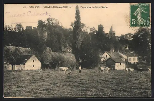 AK Chatillon-sur-Seine /Côte-d`Or, Panorama de Saint-Vorles