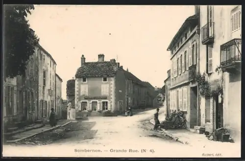AK Sombernon, Grande Rue, Strassenpartie