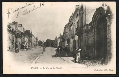 AK Semur, La Rue de la Liberté, Strassenpartie