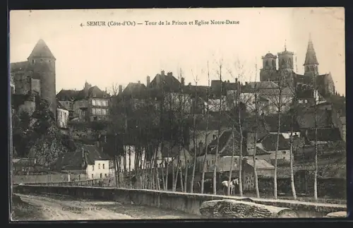 AK Semur /Côte-d`Or, Tour de la Prison et Eglise Notre-Dame