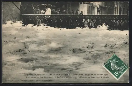 AK Chatillon-s-Seine /Côte-d`Or, Inondations 1910, Le Pont de la Rue des Ponts