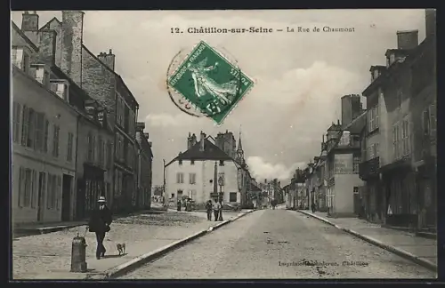 AK Châtillon-sur-Seine, La Rue de Chaumont, Strassenpartie