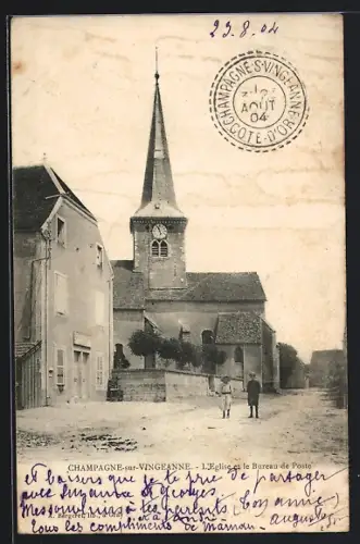 AK Champagne-sur-Vingeanne, L`Eglise et le Bureau de Poste