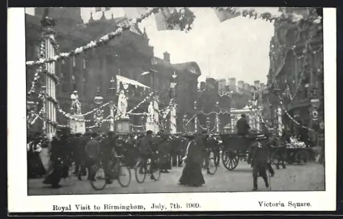 AK Birmingham, Royal Visit to Birmingham, July 7th 1909, Victoria Square