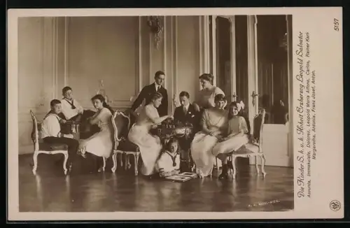 AK Kinder S. k. u. k. Hoheit Erzherzog Leopold Salvator: Leopold Maria Alfons, Carlos, Reiner Karl