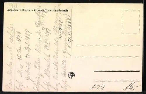 AK Erzherzogin Isabelle von Österreich mit Erzh. Alize, Erzh. Gabriele und Prinz. Henriette